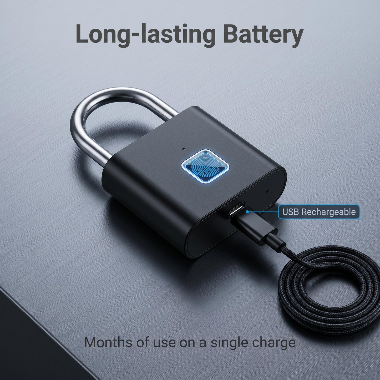 🔐Inteligentný zámok s odtlačkom prsta｜Otvorenie za 0,5 sekundy, vodotesný IP54, bezkľúčový zámok proti krádeži🔋