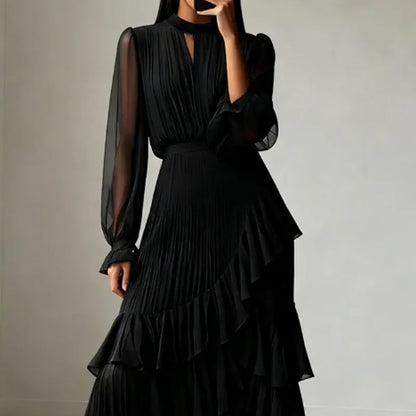 👗Dámske midi šaty s výstrihom a volánikmi😍