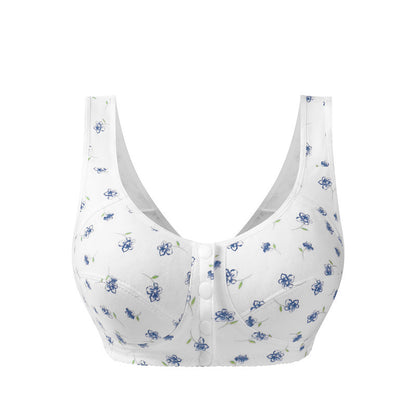 😍👙Dámska podprsenka bez kostíc, z čistej bavlny, s potlačou a zapínaním vpredu