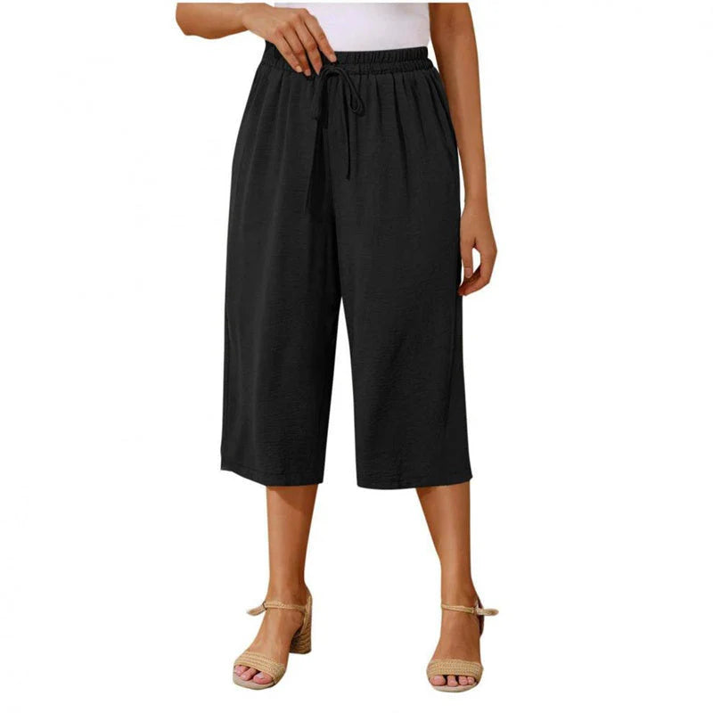 👖Dámske capri nohavice s elastickým pásom a šnúrkou