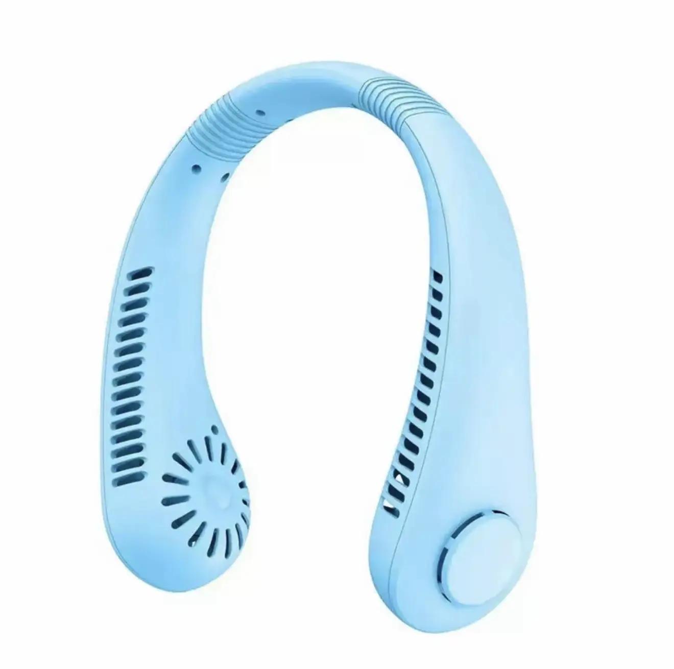 Prenosný mini ventilátor na krk, dobíjateľný cez USB, bezlopatkový, s 3 rýchlosťami a silným prúdom vzduchu