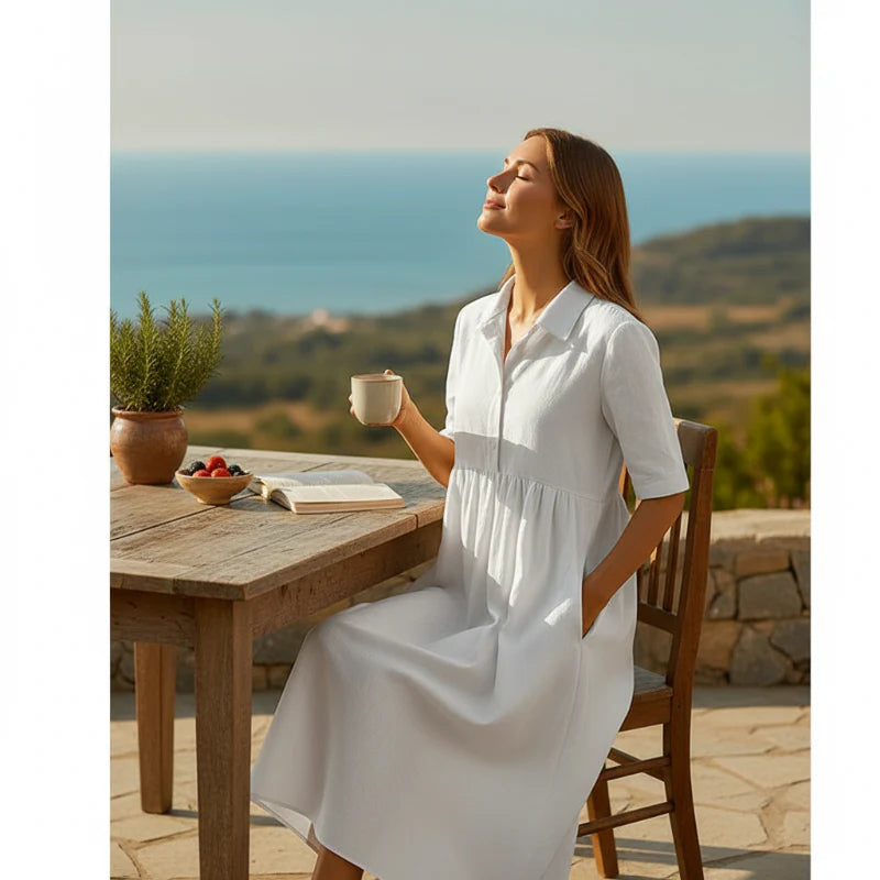 👗Ležérne midi šaty s vysokým pásom pre ženy