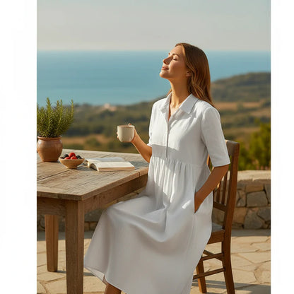 👗Ležérne midi šaty s vysokým pásom pre ženy