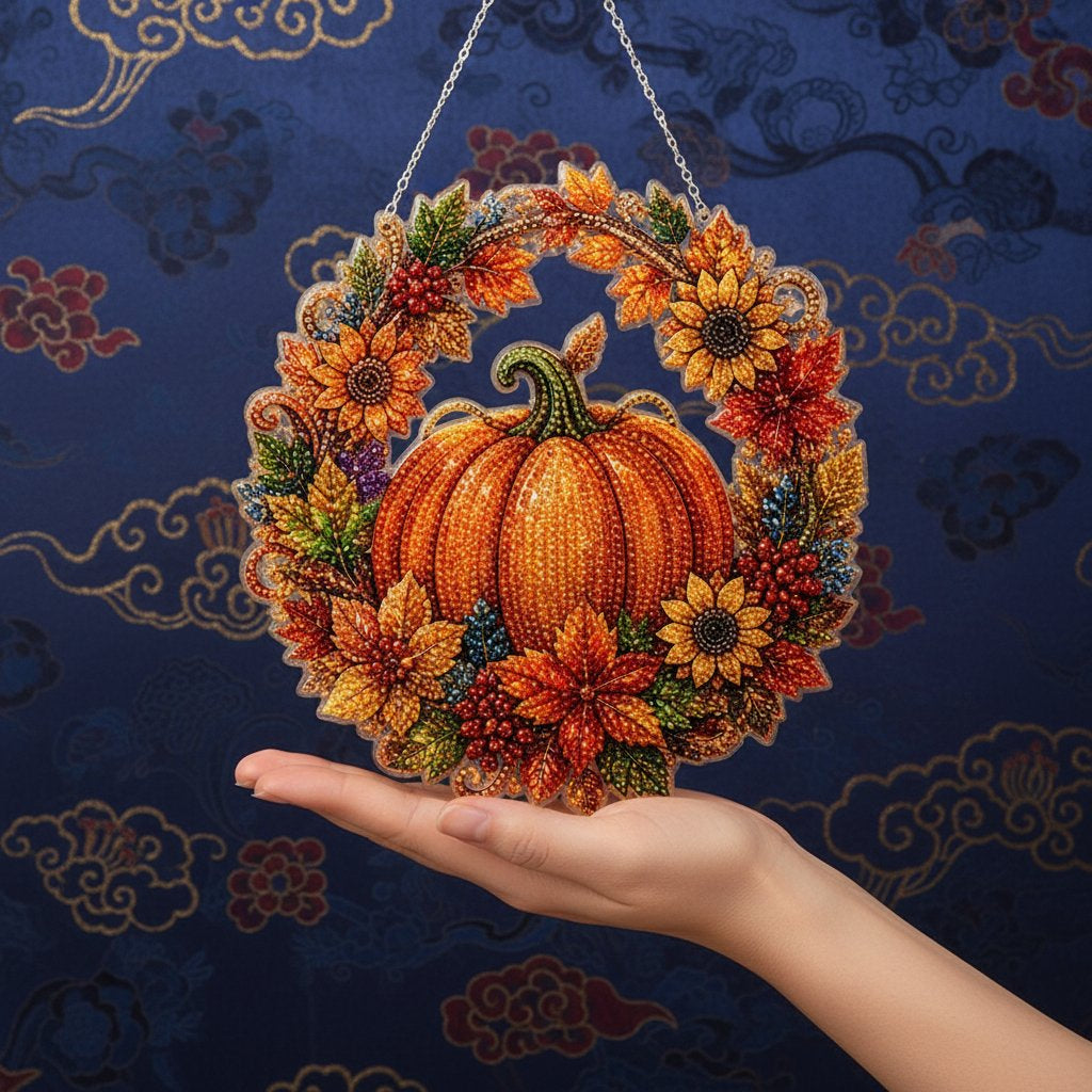 🎃Časovo obmedzená ponuka✨Sada jesenných tekvicových diamantových vencov – kompletná sada náradia na výrobu priesvitných ručne vyrobených ozdôb