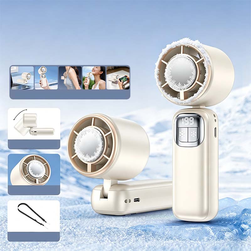 ❄️Skladací ventilátor 5 v 1 s polovodičovým chladením｜199 úrovní rýchlosti vetra, dlhá výdrž batérie, prenosný ventilátor na ľad✨