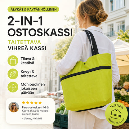 🛒Časno omejen 50 % popust⚙️ Zložljiva nakupovalna torba na kolesih 2 v 1, vsestransko nakupovalno orodje, ki ga lahko nosite ročno ali vlečete s seboj.