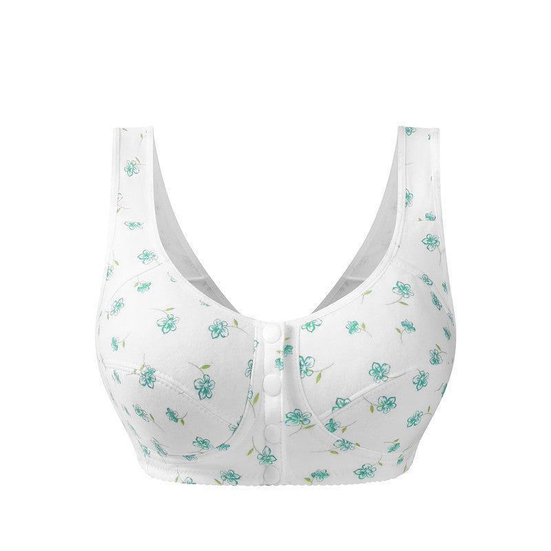 😍👙Dámska podprsenka bez kostíc, z čistej bavlny, s potlačou a zapínaním vpredu