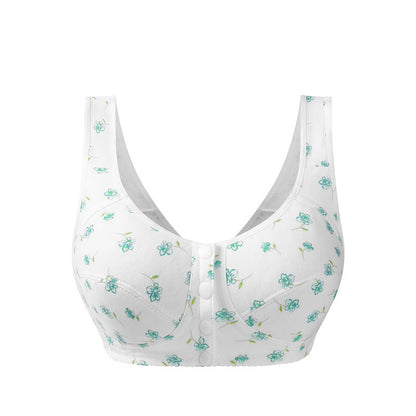 😍👙Dámska podprsenka bez kostíc, z čistej bavlny, s potlačou a zapínaním vpredu