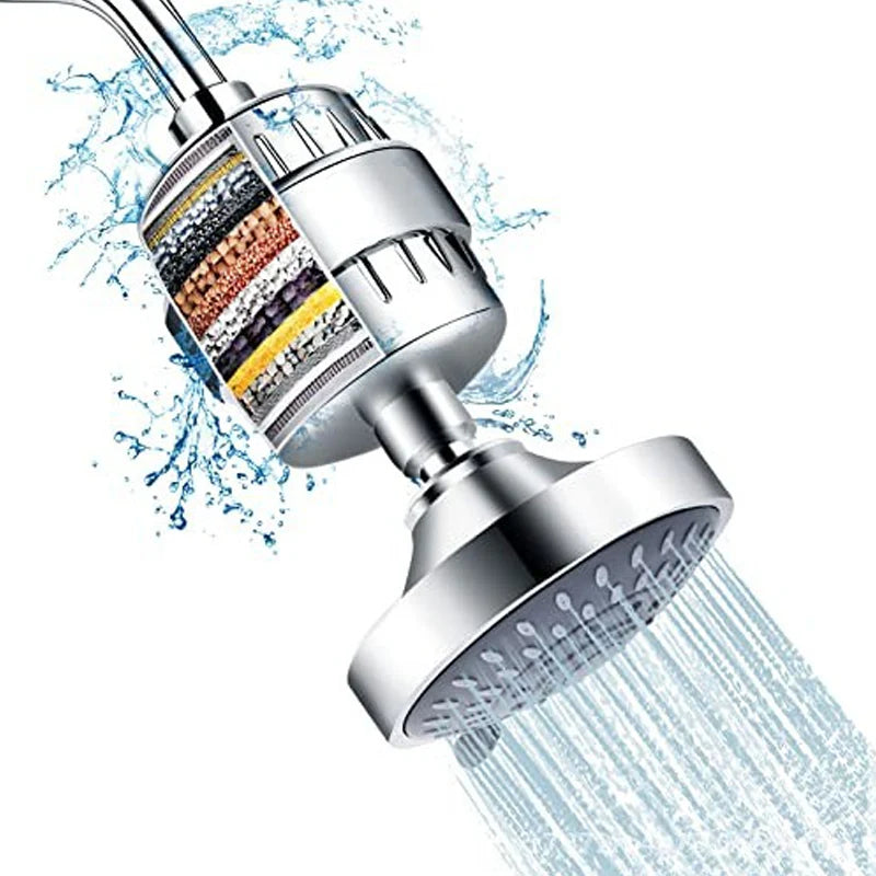 💧20-vrstvová sprchová hlavica s filtráciou vody｜5 nastavení prietoku vody pre zlepšenie tvrdej vody a starostlivosti o pokožku🚿