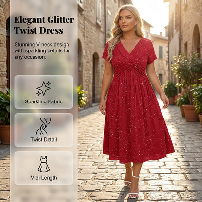👗Elegantné dámske šaty s výstrihom do V a prekrúteným detailom vpredu