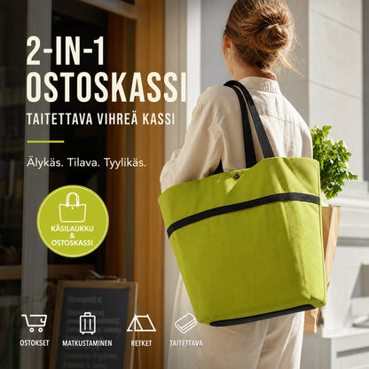 🛒Časno omejen 50 % popust⚙️ Zložljiva nakupovalna torba na kolesih 2 v 1, vsestransko nakupovalno orodje, ki ga lahko nosite ročno ali vlečete s seboj.
