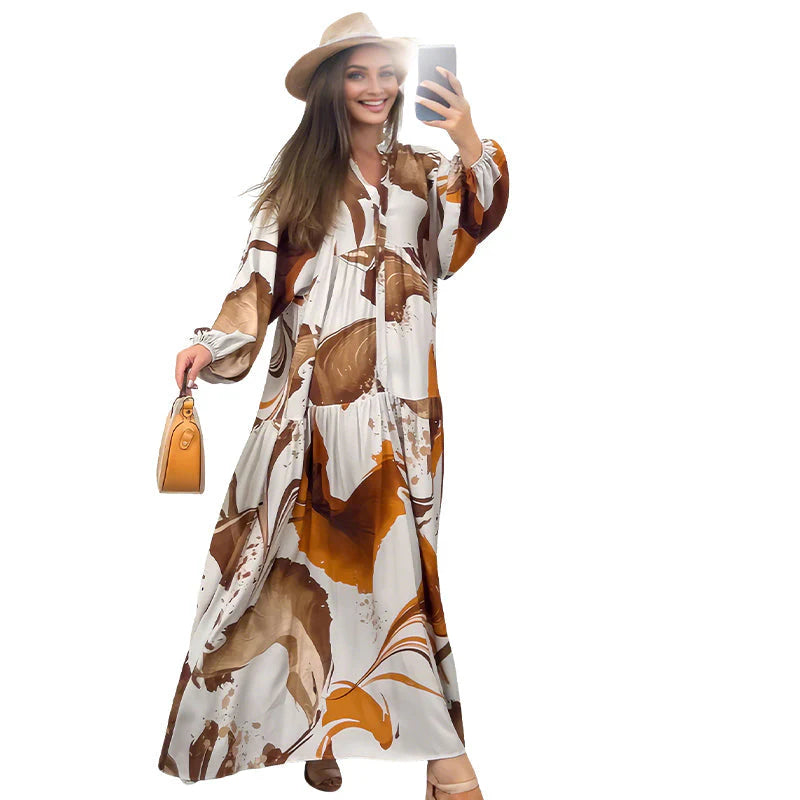 👗Dámske kvetinové maxi šaty s výstrihom do V