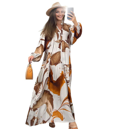 👗Dámske kvetinové maxi šaty s výstrihom do V