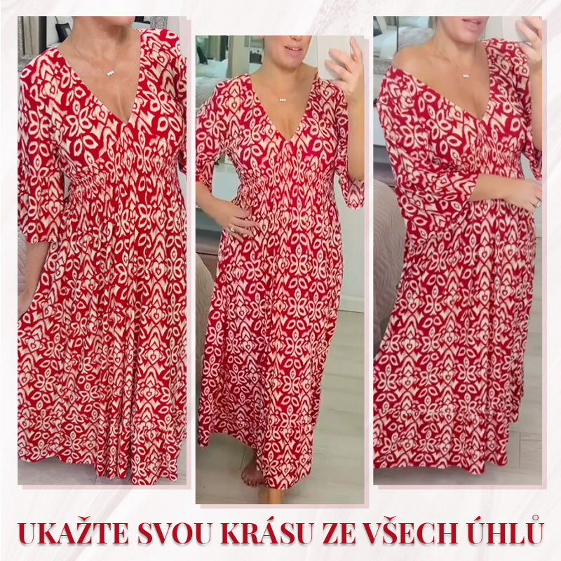 🔥Príležitostná dlhá sukňa s výstrihom do V s potlačou