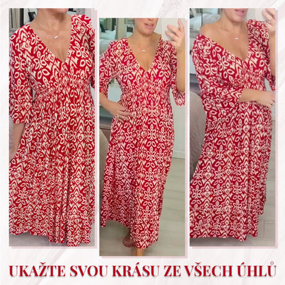 🔥Príležitostná dlhá sukňa s výstrihom do V s potlačou