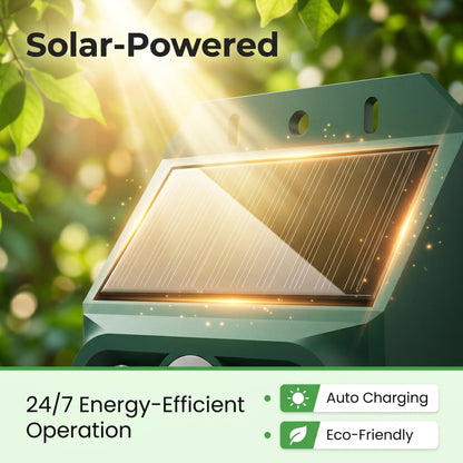 ☀️🔊Solárne napájaný ultrazvukový odplašovač zvierat so zvukovým aj svetelným odplašovaním, vodeodolný s krytím IP55, vhodný do záhrad a na farmy