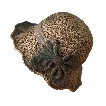 🏖️👒Elegantný pletený slamenný klobúk s mašľou