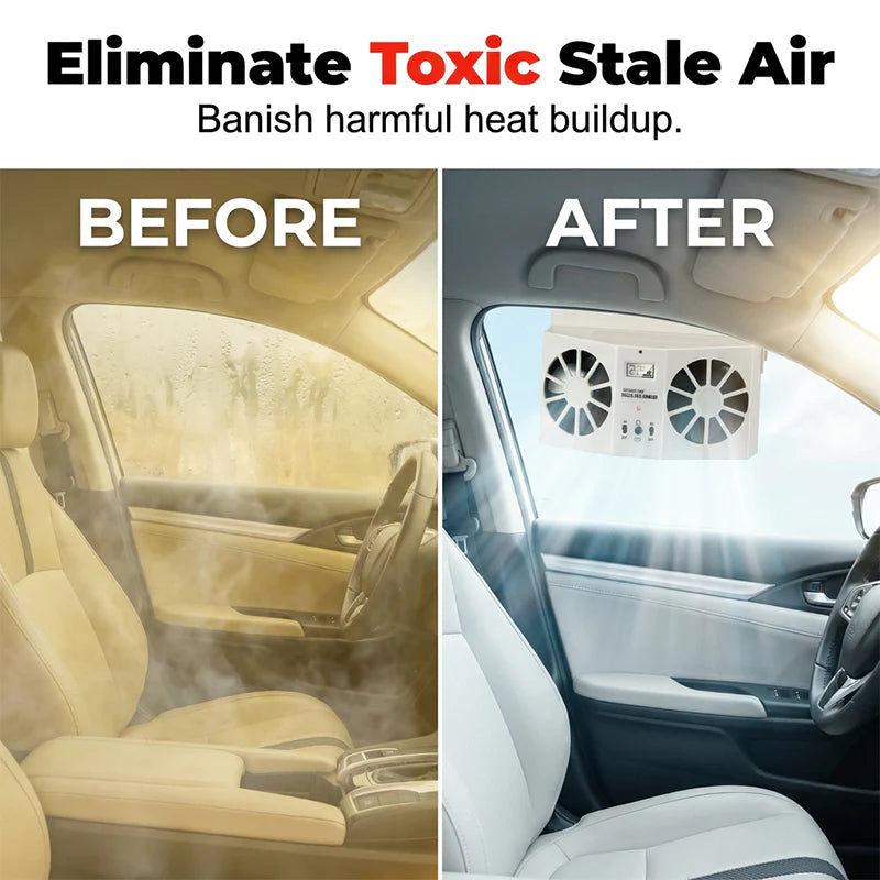 ☀️ Udržujte svoje auto v chlade – Automatický ventilátor s solárnym napájaním a displejom teploty – Platba pri doručení 🚗💨