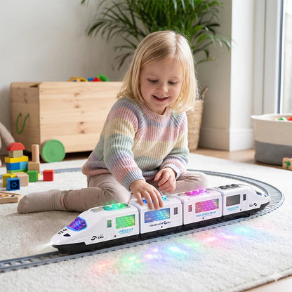 🚄Elektronická hračka - vysokorýchlostný vlak so zvukom a svetlom | Inteligentný systém proti kolíziám a automatické otáčanie, interaktívny a vzdelávací vlak pre bábätká✨