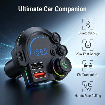 🎵Časovno omejen 50 % popust🔋 Avtomobilski FM oddajnik Bluetooth 5.3, brezžični predvajalnik glasbe z dvema priključkoma in hitrim polnjenjem