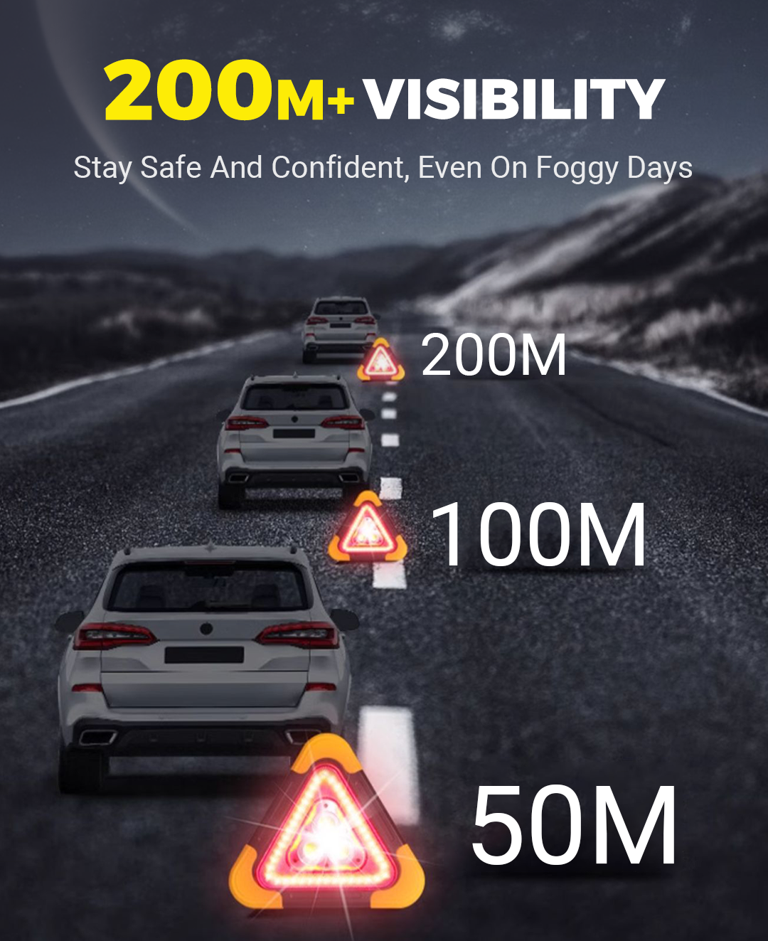 ZĽAVA 49%! 🔥 3v1 Solárne Núdzový Výstražný Trojuholník