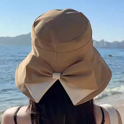 🌞👒 Chráňte si tvár a krk pred slnkom – Dámsky skladací klobúk so širokou krempou a mašľou – Platba pri doručení