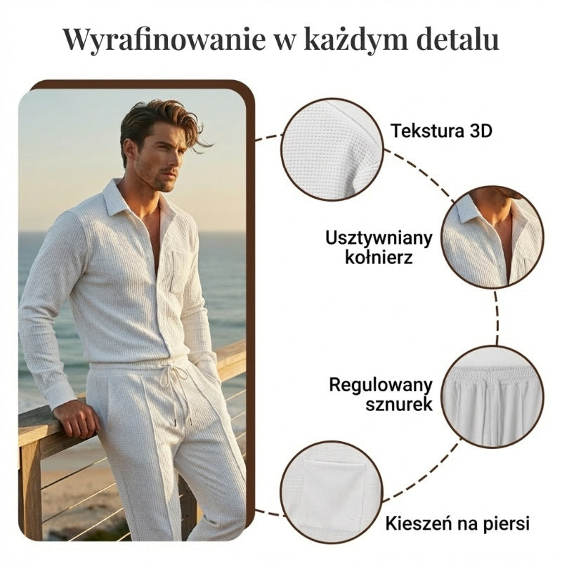 👔💥Pánska ležérna dvojdielna súprava: mikina s vaflovým vzorom + nohavice