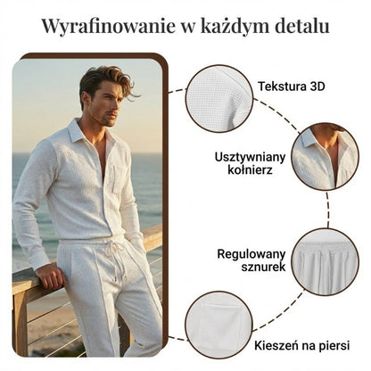 👔💥Pánska ležérna dvojdielna súprava: mikina s vaflovým vzorom + nohavice