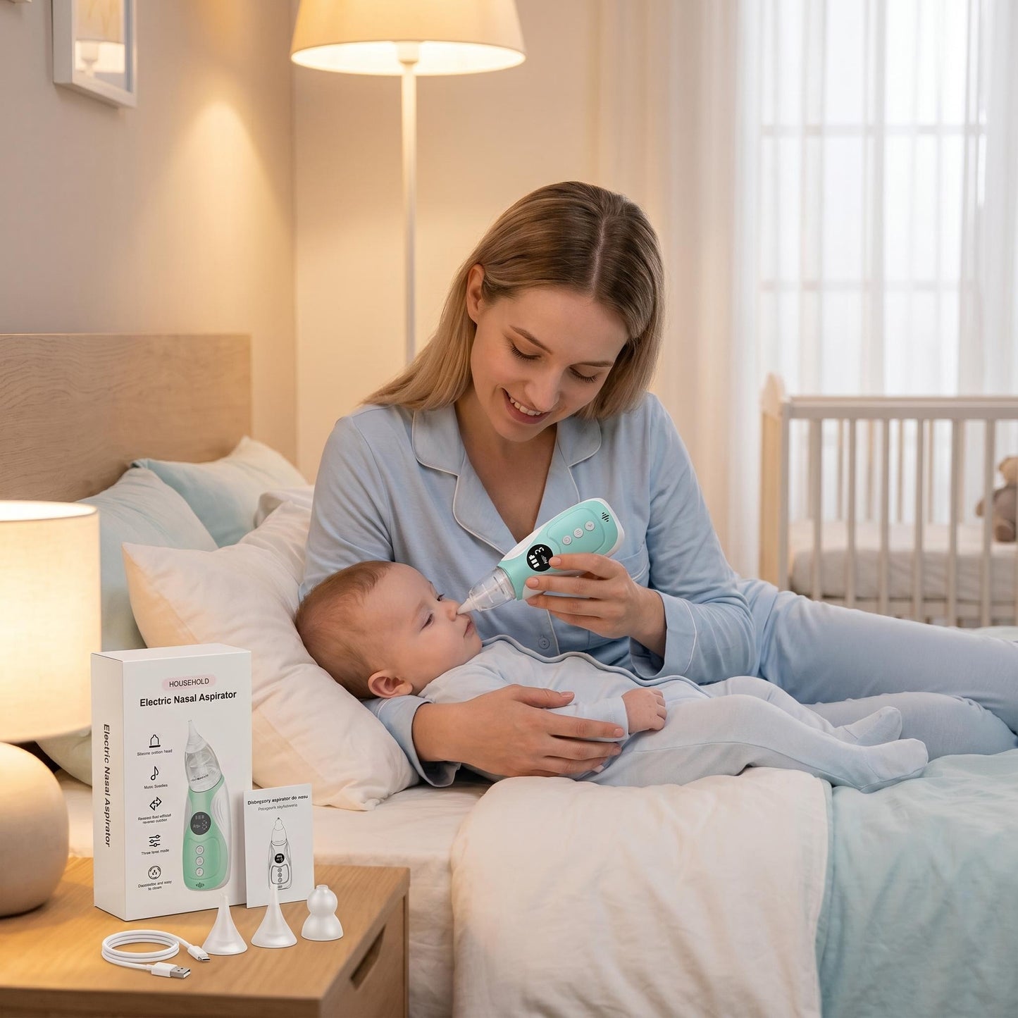 🧼💧Detská nosová odsávačka, silikónová sacia hlavica potravinárskej kvality, nabíjateľná, vhodná pre deti rôzneho veku