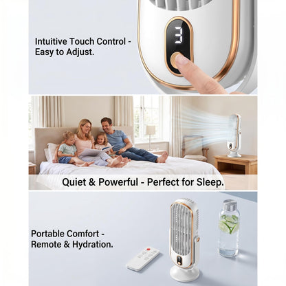 ❄️Stolový ventilátor｜5-úrovňové dotykové ovládanie, tichá prevádzka, dlhá výdrž batérie, ventilátor na pracovnú stanicu/nočník💨