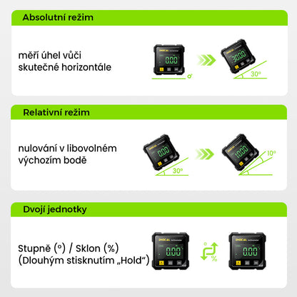 📐4 stranný magnetický digitálny uhlomer s laserom