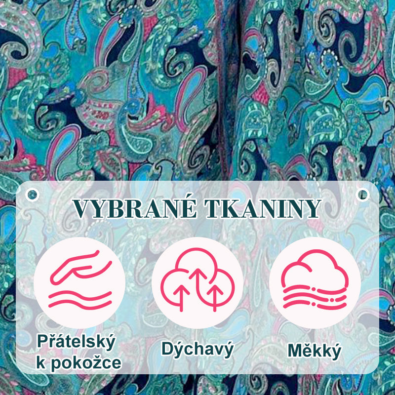 【🎁📿Ružový náhrdelník zadarmo🎁】💕Elastické nohavice v páse s etnickou potlačou🌸