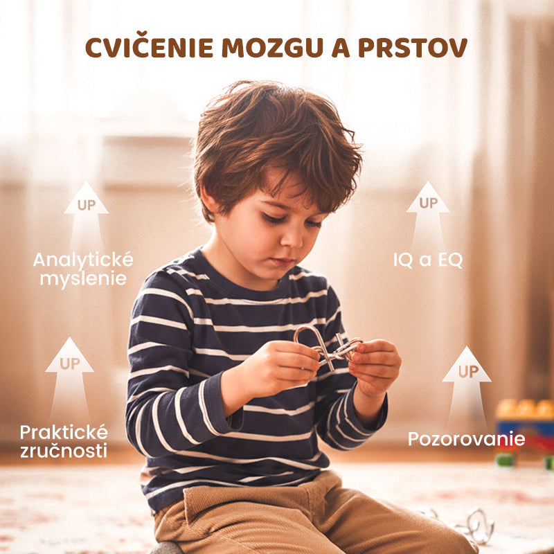 🧠🔠Kovový puzzle prsteň, osemdielna modrá verzia, hlavolamy