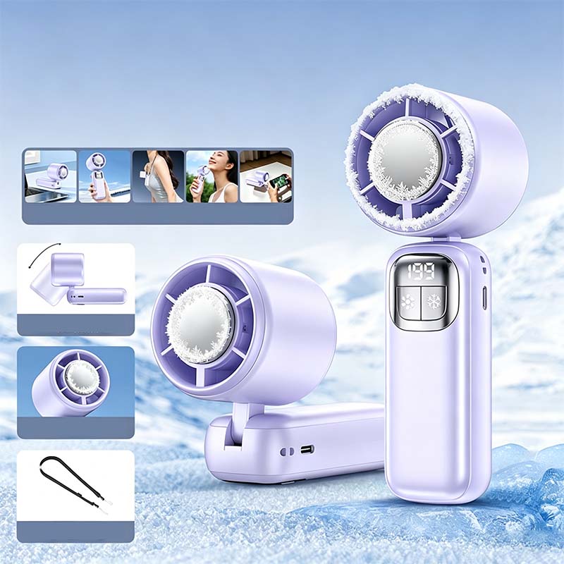 ❄️Skladací ventilátor 5 v 1 s polovodičovým chladením｜199 úrovní rýchlosti vetra, dlhá výdrž batérie, prenosný ventilátor na ľad✨