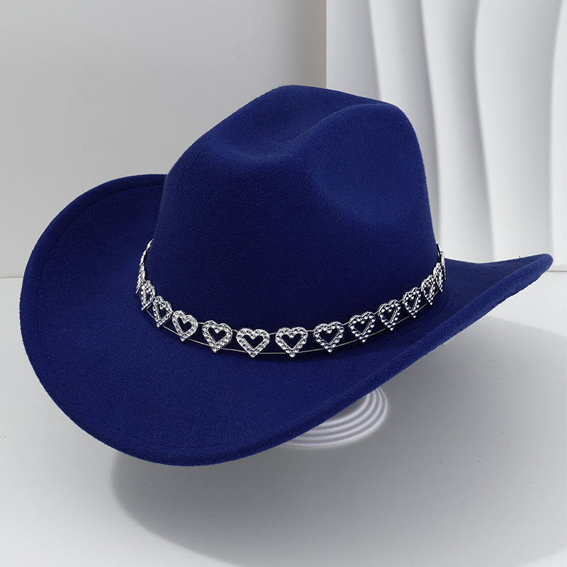 🤠Kovbojský klobúk v západnom štýle s kamienkami a srdiečkami - Ideálny na hudobné festivaly, večierky a fotenie!🎩