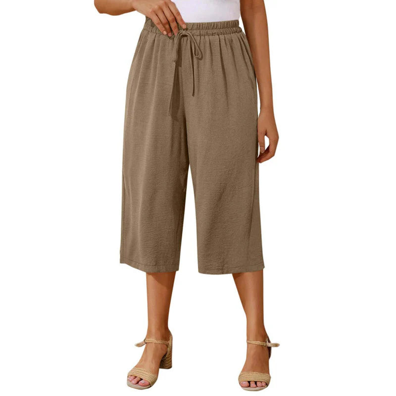 👖Dámske capri nohavice s elastickým pásom a šnúrkou