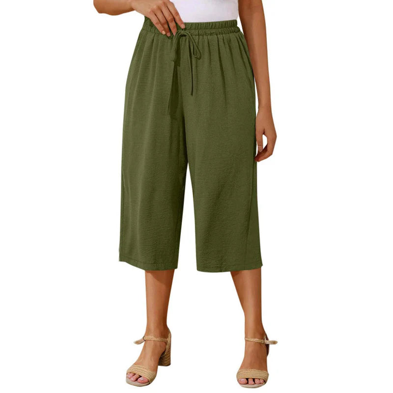 👖Dámske capri nohavice s elastickým pásom a šnúrkou