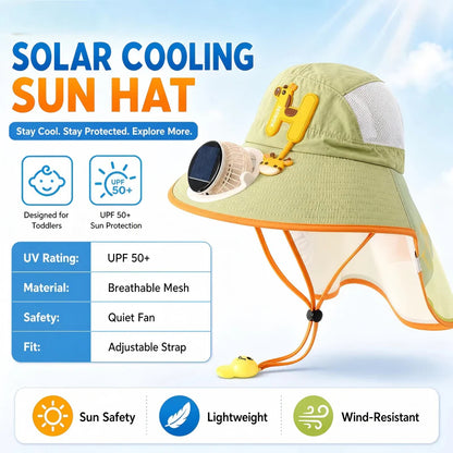 🌞Detský solárny ventilátorový slnečný klobúk｜CPF50+ vonkajší chladivý slnečný klobúk💨