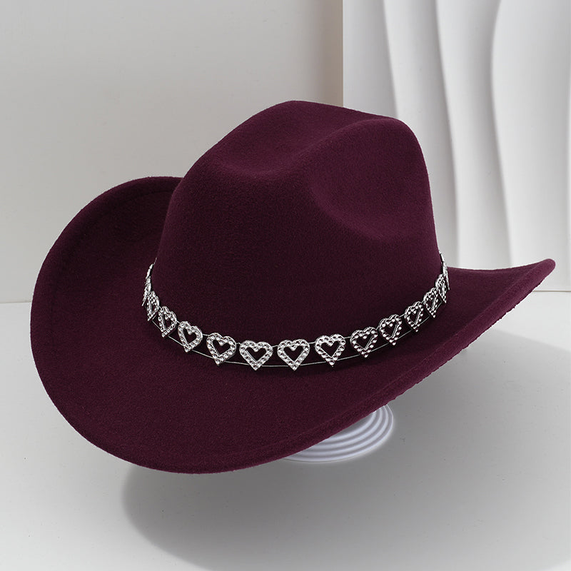 🤠Kovbojský klobúk v západnom štýle s kamienkami a srdiečkami - Ideálny na hudobné festivaly, večierky a fotenie!🎩