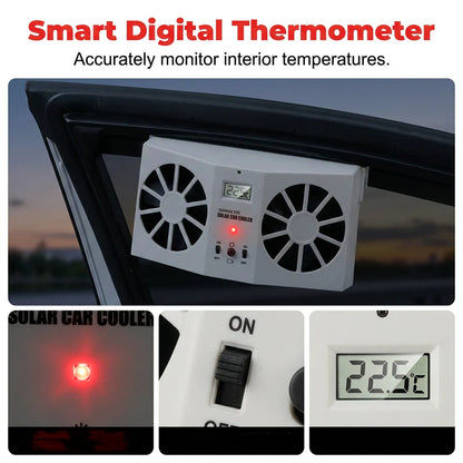 ☀️ Udržujte svoje auto v chlade – Automatický ventilátor s solárnym napájaním a displejom teploty – Platba pri doručení 🚗💨