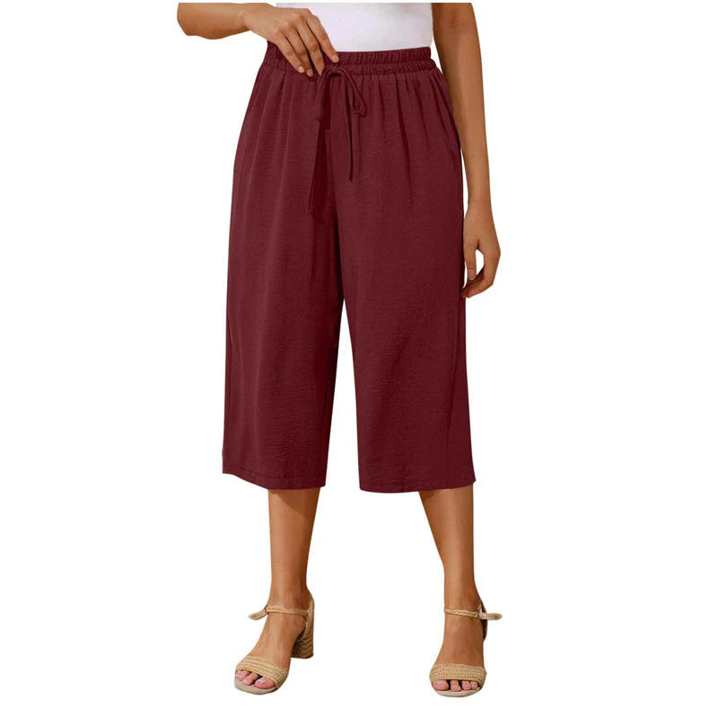 👖Dámske capri nohavice s elastickým pásom a šnúrkou
