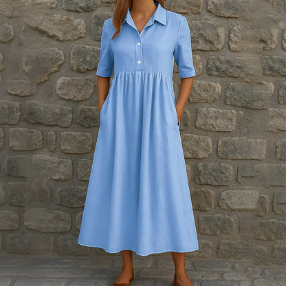 👗Ležérne midi šaty s vysokým pásom pre ženy