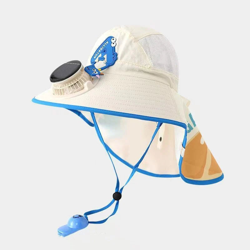 🌞Detský solárny ventilátorový slnečný klobúk｜CPF50+ vonkajší chladivý slnečný klobúk💨