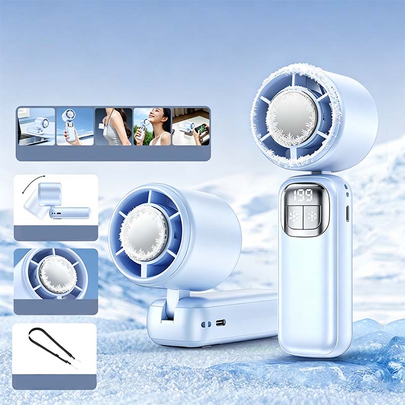 ❄️Skladací ventilátor 5 v 1 s polovodičovým chladením｜199 úrovní rýchlosti vetra, dlhá výdrž batérie, prenosný ventilátor na ľad✨
