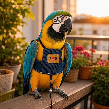 🐦Časno omejen 50 % popust💖 Zračni ptičji jopič z vezenim srčnim vzorcem, idealen za sprehod s ptico