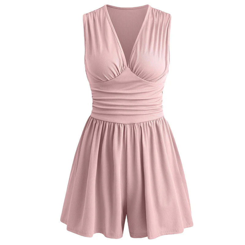 👗Dámske šaty bez rukávov s výstrihom do V a nařaseným pásom