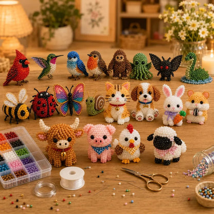 🧵🐾 Sada na výrobu 3D zvieratiek z korálikov | 🧘 Ručné práce na uvoľnenie tela i duše, skvelá voľba pre spoločnú zábavu rodičov a detí