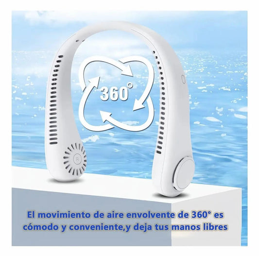 Prenosný mini ventilátor na krk, dobíjateľný cez USB, bezlopatkový, s 3 rýchlosťami a silným prúdom vzduchu