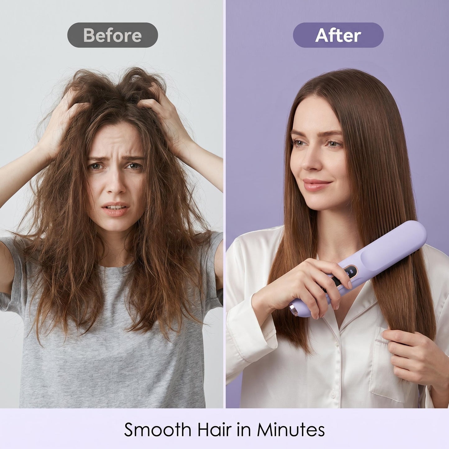 💇Bezdrôtová žehlička na vlasy s negatívnymi iónmi | Prenosný cestovný stylingový hrebeň s trojstupňovou konštantnou teplotou a ochranou proti obareniu✨