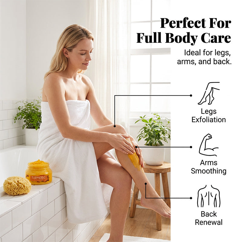 Časovo obmedzená ponuka 🧴 Kurkumový cukrový telový peeling | Jemne exfoliuje a rozjasňuje pokožku 🧖‍♀️